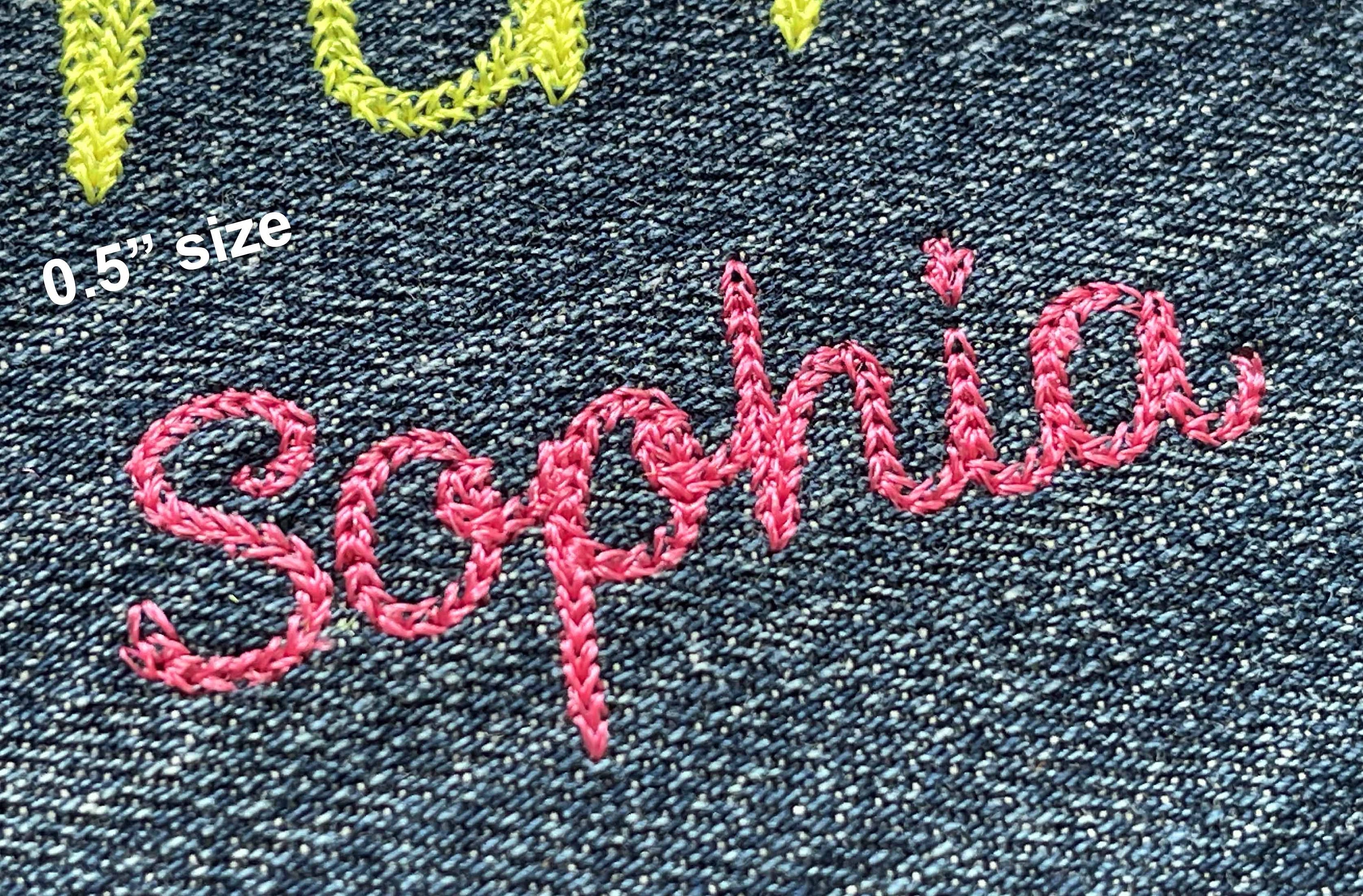 Chain Script Font Machine Embroidery  Handwritten Alphabet 5 mini sizes:  0.5", 0.75", 1", 1.25" and 1.5" BX included