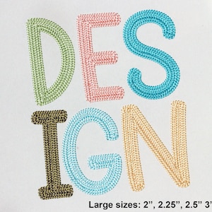 Chain Filled Font Machine Embroidery April Bold Alphabet 4 LARGE sizes:  2&quot;, 2.25&quot;, 2.5&quot;, 3&quot; BX included