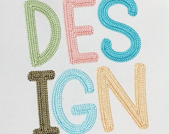 Chain Filled Font Machine Embroidery April Bold Alphabet 4 LARGE sizes:  2&quot;, 2.25&quot;, 2.5&quot;, 3&quot; BX included