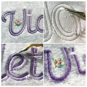 Ella Fringe Machine Embroidery Font for Monogram Script Alphabet 5 sizes: 2, 2.5, 3, 3.5 image 4