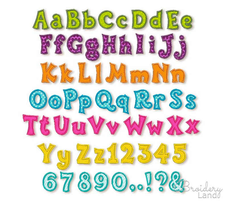 Kiddy Applique Embroidery Font Cute Alphabet for Personalization Baby ...