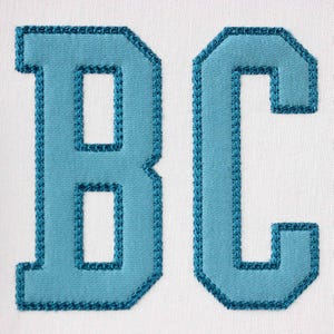 College Cord-Like Applique Font Machine Embroidery Alphabet 6 LARGE sizes: 4.5&quot;, 5&quot;, 5.5&quot;, 6&quot;, 6.5&quot;, 7&quot; BX included!