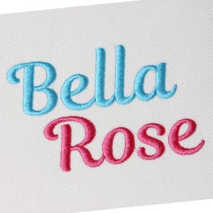 Ella Satin Machine Embroidery Font for Monogram Script Alphabet 5 sizes: 0.5", 0.75", 1", 1.5", 2"