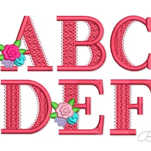 Flower Machine Embroidery Font Whimsical Alphabet 2 sizes:  1.5&quot;, 2&quot;