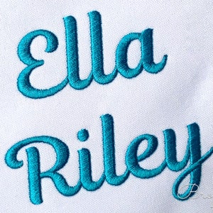 Ella Satin Machine Embroidery Font for Monogram Script Alphabet 5 sizes: 0.5", 0.75", 1", 1.5", 2"