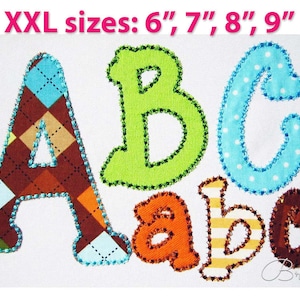 Applique Machine Embroidery Font XXL Large Sizes Alphabet for Kids 4 sizes:  6&quot;, 7&quot;, 8&quot; 9&quot;