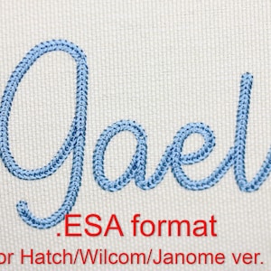 ESA Font Dense Chain Script Font Machine Embroidery Handwritten &quot;Soleil&quot; Alphabet 4 sizes: 1&quot;, 1.5&quot;, 2&quot; 2.5&quot; (25, 38, 50, 64 mm)