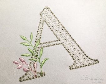 A-Z Gold Letters Alphabet Decorative Motif Machine Embroidery Font 5 sizes