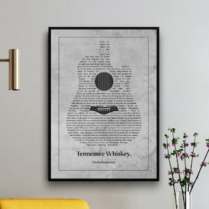 Custom Acoustic Guitar Song Lyrics Music Wall Art Print / Frame Not Included