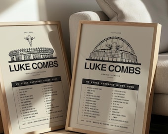 Luke Combs Tour UK wall art prints, posters. Frames not included.