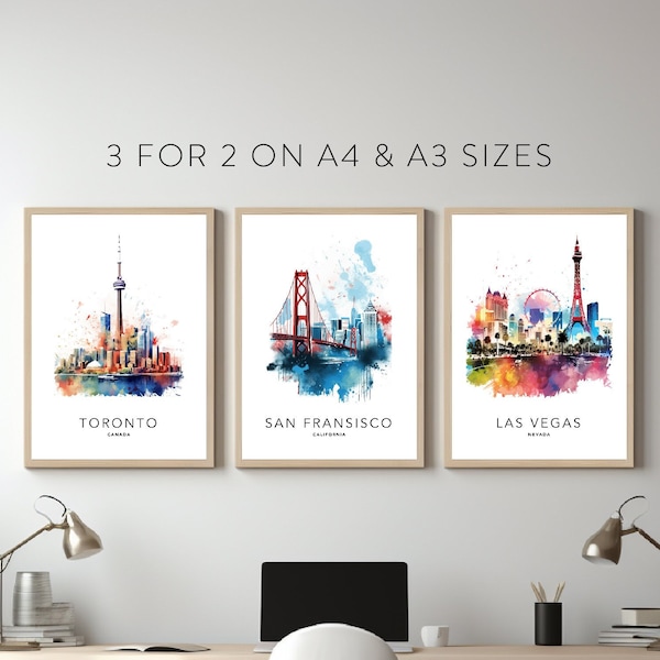 Travel posters, City prints, Wall Art Gifts, Home Decor, Destination Prints, City Photographs, Colourful prints / Frame Not Included