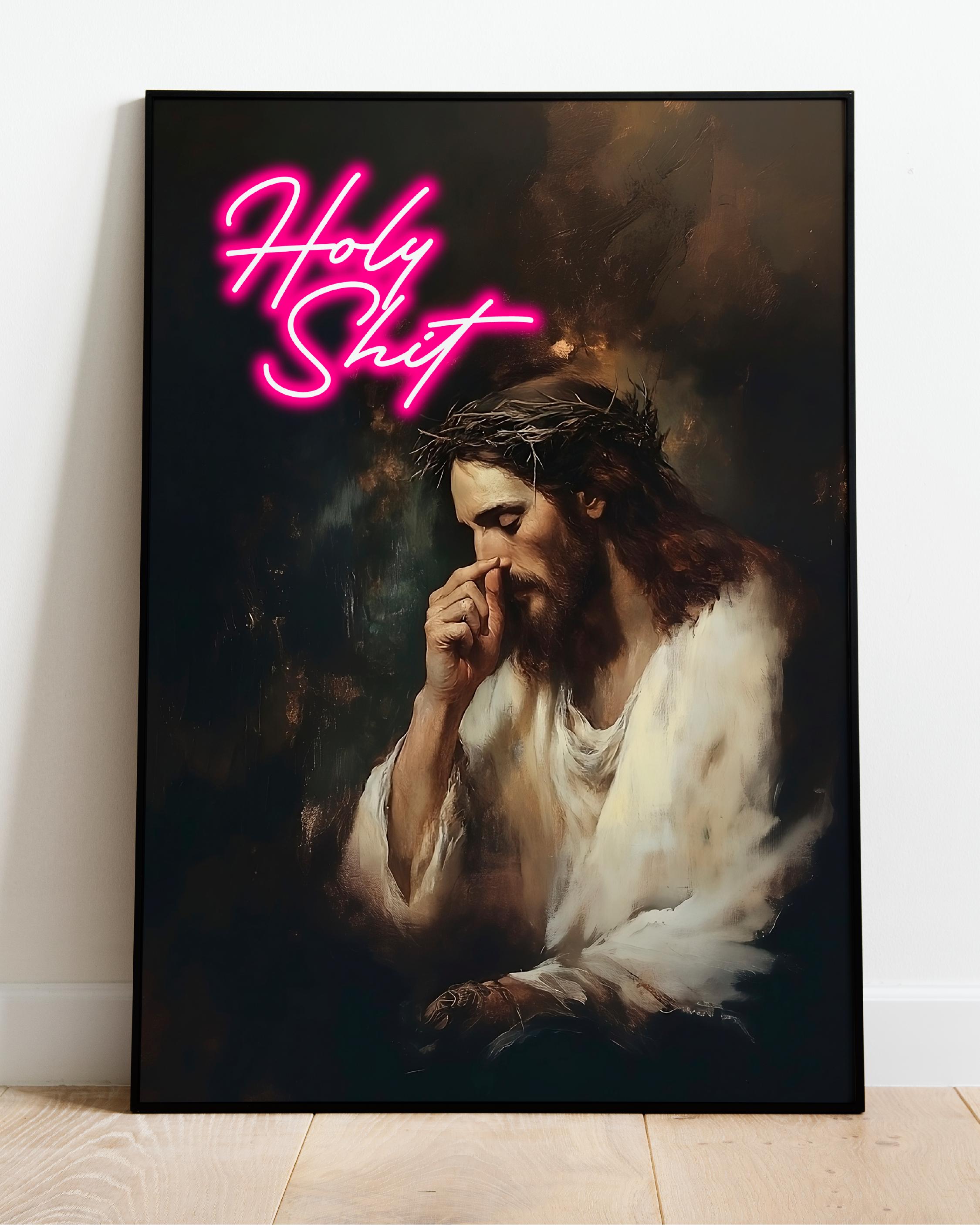 HUYEEI Canvas schilderij kunst aan de muur, Jezus landschap schilderij, muurschildering, geschikt voor woonkamer enz. (wit) - 50 x 70 cm ingelijst