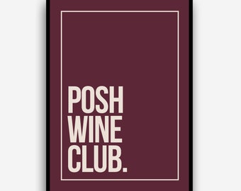 Posh Booze Club Kitchen Wall Art Prints Posters Pictures Contemporary Typography Bold / Frame Not Included