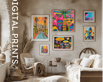 trendy wall art print, Alien Pop Art, Alien Wall Art, UFO, Desert, Palm Springs, Modern Home Decor, Home Gift, Instant Download,Digital File
