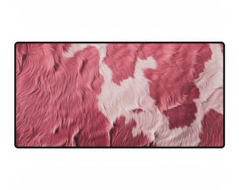 Cowhide Pattern, Pink Cow pattern desktop mat, cowgirl gamer, pink office decor