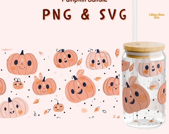 Fun Pumpkins Bundle Glass Wrap PNG for Libby 16oz Cup | Autumn Digital Design Collection | Instant Download | DIY Glass Wraps