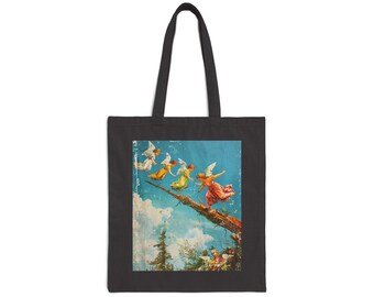 Sacola de anjos, sacola de anjos, sacola de querubim, bolsa de anjos cupido, sacola estética, bolsa estilo vintage, sacola de algodão ba, tela de algodão