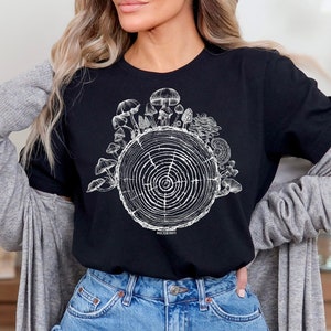 Hippie Shirt, Mushroom Shirt, Grunge Shirt, Mycology Shirt, Tree Ring Shirt, Mycelium T-Shirt, Mycologist, Mushroom Aesthetic, Indie T Shirt