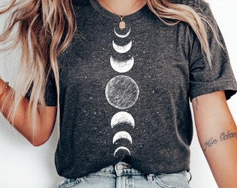 Moon Phases Shirt, Mystical Moon Phase T-Shirt, Celestial Tee, Women's Moon Phase Shirt, Moon And Stars, Astrology Astronomy Spiritual Shirt