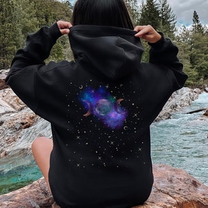 Moon Phase Hoodie, Mystical Moon Phase Hooded Sweatshirt, Celestial Sweater, Moon Hoody, Astrology Astronomy Pullover, Mystic Moon