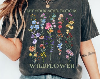 Camisa Boho Wildflowers Cottagecore, Comfort Colors®, camiseta botánica vintage, camisa de flores silvestres, camisa de flores, camiseta de naturaleza floral pastel