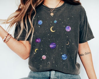 Comfort Colors® Celestial Shirt, Moon T Shirt, Star Galaxy TShirt, Mystical Moon Phase Shirt, Astrology Astronomy Tee, Moon Graphic T-Shirt