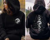 Moon Phases Hoodie, Mystical Moon Phase Hooded Sweatshirt, Front