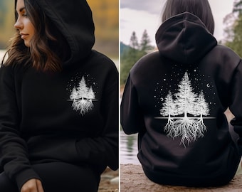Moon Phases Hoodie, Mystical Moon Phase Hooded Sweatshirt, Front