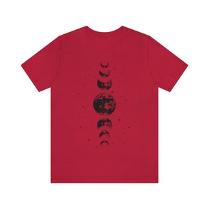 Camisa de fases lunares, camiseta de fase lunar mística, camiseta celestial, camiseta de luna, camiseta de astrología astronómica, ropa de luna mística, idea de regalo Red