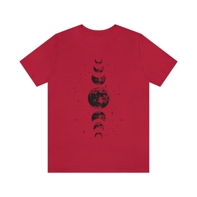 Camisa de fases lunares, camiseta de fase lunar mística, camiseta celestial, camiseta de luna, camiseta de astrología astronómica, ropa de luna mística, idea de regalo Red