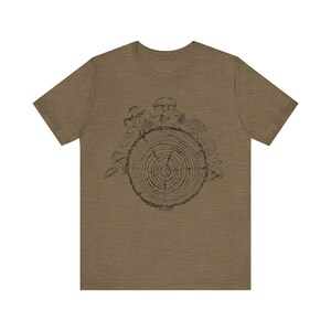 Hippie Shirt, Mushroom Shirt, Grunge Shirt, Mycology Shirt, Tree Ring Shirt, Mycelium T-Shirt, Mycologist, Mushroom Aesthetic, Indie T Shirt Heather Olive