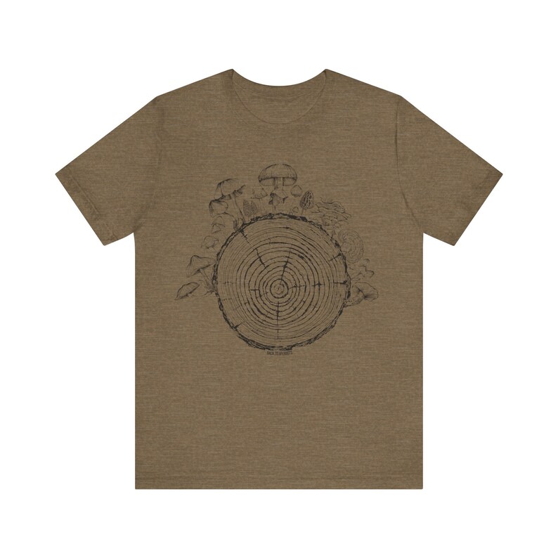 Hippie Shirt, Mushroom Shirt, Grunge Shirt, Mycology Shirt, Tree Ring Shirt, Mycelium T-Shirt, Mycologist, Mushroom Aesthetic, Indie T Shirt Heather Olive
