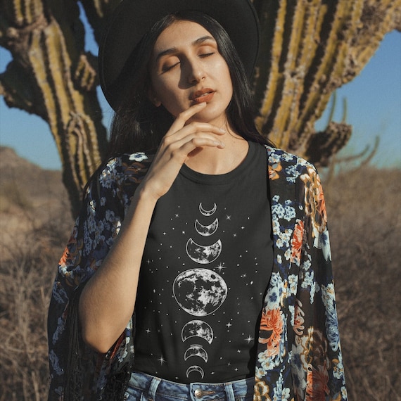 Moon Phases Shirt, Mystical Moon Phase Tee Shirt, Celestial T-Shirt, Moon Shirt, Astrology Astronomy TShirt, Mystic Moon Clothing, Gift Idea