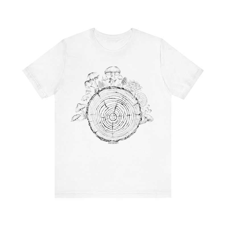 Hippie Shirt, Mushroom Shirt, Grunge Shirt, Mycology Shirt, Tree Ring Shirt, Mycelium T-Shirt, Mycologist, Mushroom Aesthetic, Indie T Shirt White