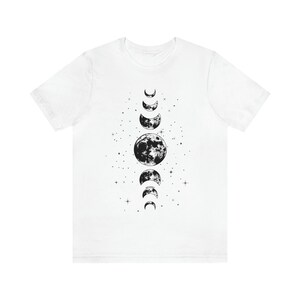 Camisa de fases lunares, camiseta de fase lunar mística, camiseta celestial, camiseta de luna, camiseta de astrología astronómica, ropa de luna mística, idea de regalo White