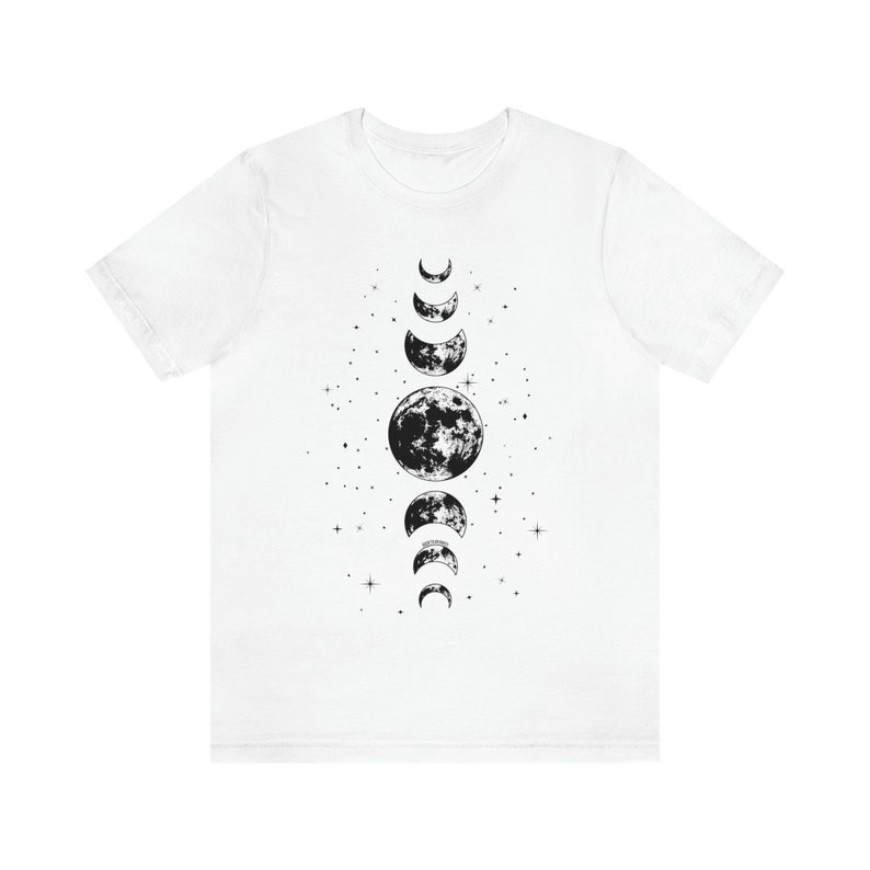 Camisa de fases lunares, camiseta de fase lunar mística, camiseta celestial, camiseta de luna, camiseta de astrología astronómica, ropa de luna mística, idea de regalo White