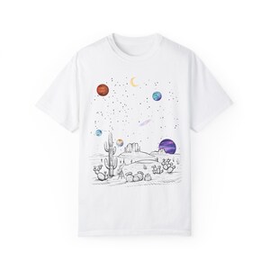 Camisa celestial Comfort Colors®, camiseta lunar, camiseta Star Galaxy, camisa mística de fase lunar, camiseta de astronomía de astrología, camiseta gráfica lunar White