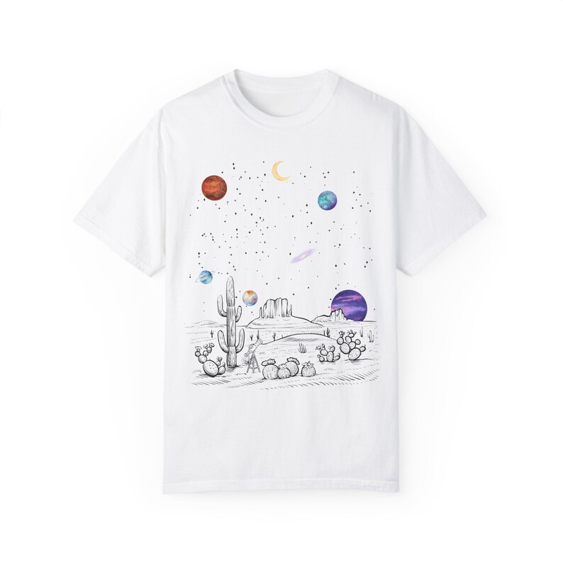Camisa celestial Comfort Colors®, camiseta lunar, camiseta Star Galaxy, camisa mística de fase lunar, camiseta de astronomía de astrología, camiseta gráfica lunar White