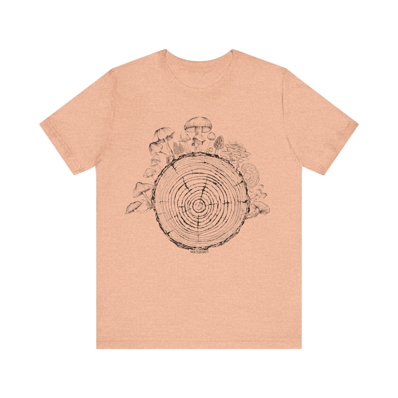 Hippie Shirt, Mushroom Shirt, Grunge Shirt, Mycology Shirt, Tree Ring Shirt, Mycelium T-Shirt, Mycologist, Mushroom Aesthetic, Indie T Shirt Heather Peach