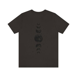 Camisa de fases lunares, camiseta de fase lunar mística, camiseta celestial, camiseta de luna, camiseta de astrología astronómica, ropa de luna mística, idea de regalo Brown