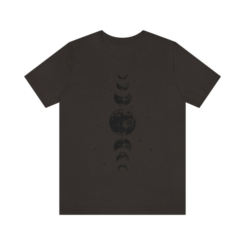Camisa de fases lunares, camiseta de fase lunar mística, camiseta celestial, camiseta de luna, camiseta de astrología astronómica, ropa de luna mística, idea de regalo Brown