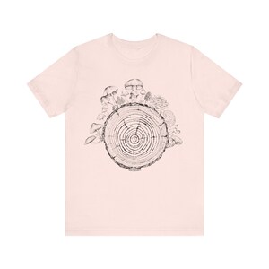 Hippie Shirt, Mushroom Shirt, Grunge Shirt, Mycology Shirt, Tree Ring Shirt, Mycelium T-Shirt, Mycologist, Mushroom Aesthetic, Indie T Shirt Soft Pink