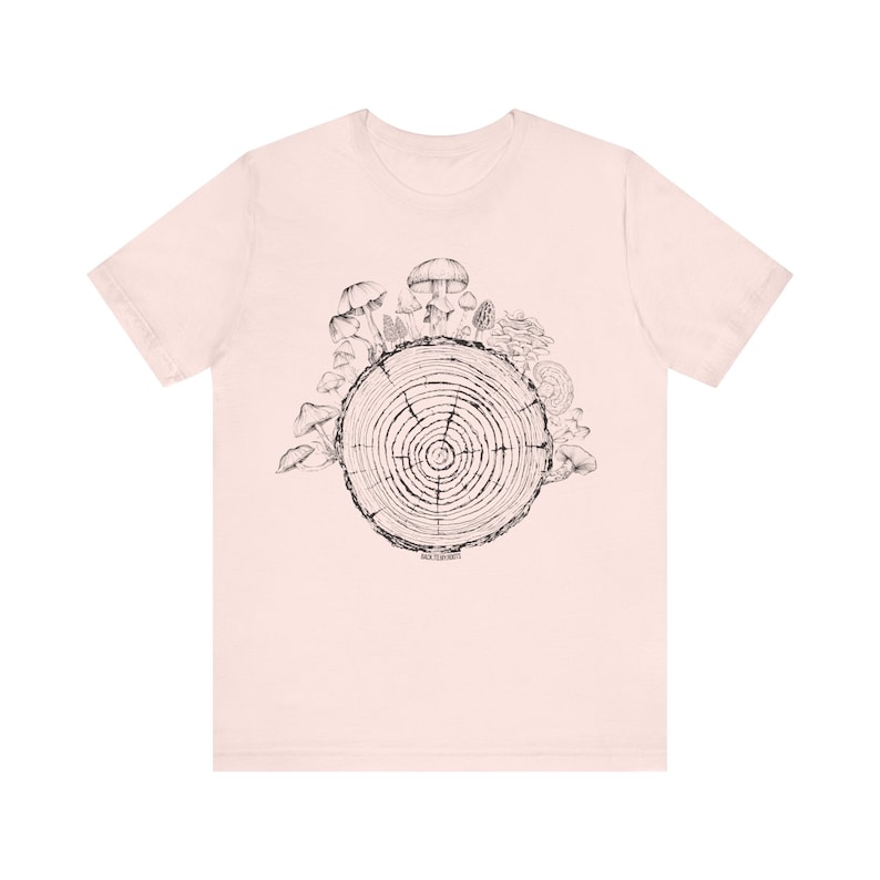Hippie Shirt, Mushroom Shirt, Grunge Shirt, Mycology Shirt, Tree Ring Shirt, Mycelium T-Shirt, Mycologist, Mushroom Aesthetic, Indie T Shirt Soft Pink