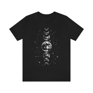 Camisa de fases lunares, camiseta de fase lunar mística, camiseta celestial, camiseta de luna, camiseta de astrología astronómica, ropa de luna mística, idea de regalo Black