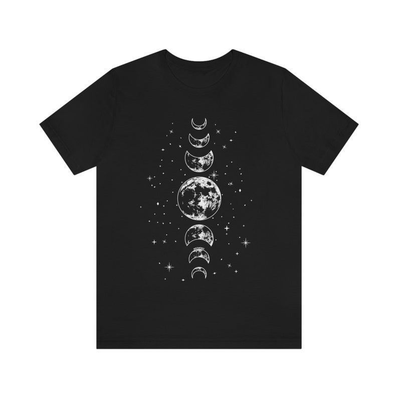 Camisa de fases lunares, camiseta de fase lunar mística, camiseta celestial, camiseta de luna, camiseta de astrología astronómica, ropa de luna mística, idea de regalo Black
