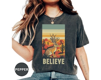 Jackalope T-Shirt, Desert Jackalope, Believe T-Shirt, Mythical Creature T-Shirt, Vintage Jackalope Shirt, Retro Desert T-Shirt