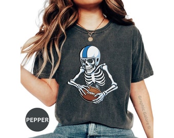 Skeleton Football Player T-Shirt: Funny Halloween Graphic Tee