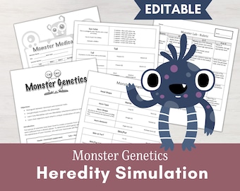 Monster Genetics Activity | Heredity Simulation Worksheet and Project (Digital Download)