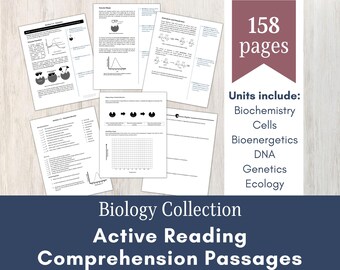 Biology Reading Comprehension Worksheets | High School (Digital Download)