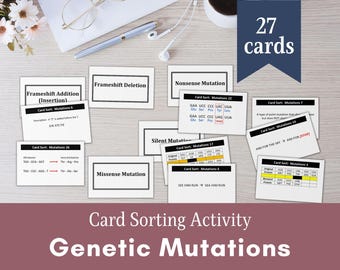 Genetic Mutations Card Sorting Activity | Easy Prep Borderless Printing | Biology and Life Science
